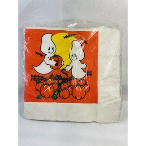 Vintage Halloween Orange Pumpkin Bat Ghost Artfaire Beverage Napkins 16 3-ply